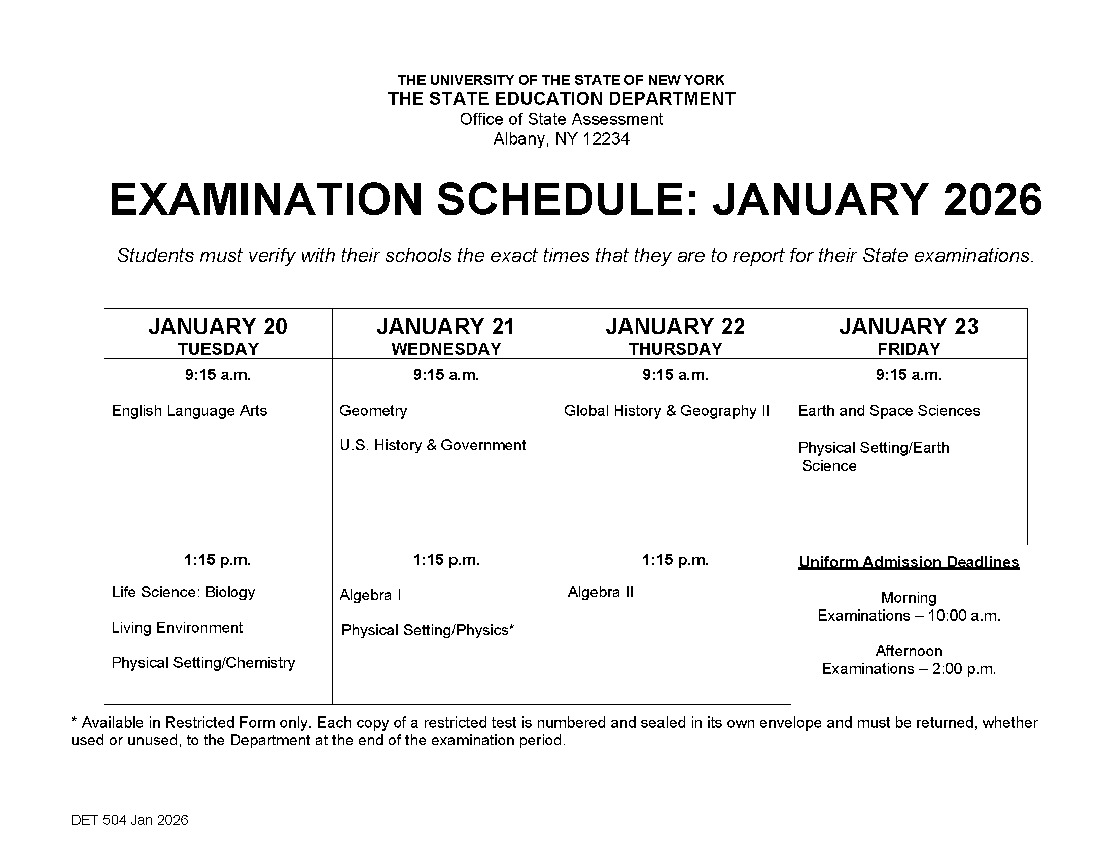 regents 2026 calendar